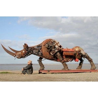 Image for: Scrap metal Rhino sculpture