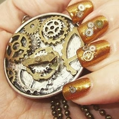 Image for: Glitz & Glamour Steampunk nails by ReecesPeeces