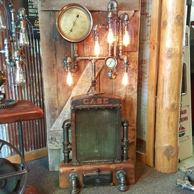 Image for: Antique 1915 Case Tractor Radiator Floor Lamp