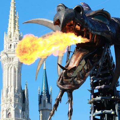 Image for: Metal fire breathing dragon at Disney World