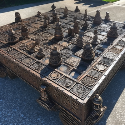 Image for: Giant steampunk chess board