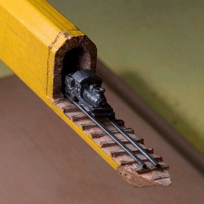 Image for: Miniature Train Pencil Carving
