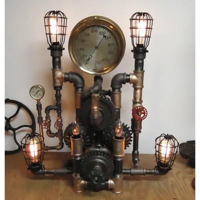 Image for: Steampunk Lamp Light Industrial Art