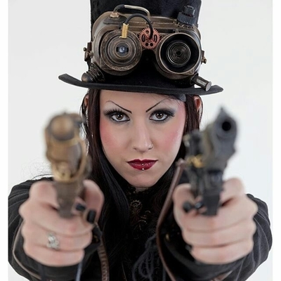 Image for: Girl with steampunk guns and top hat