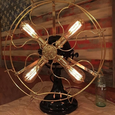 Image for: Antique 1916 brass fan lamp